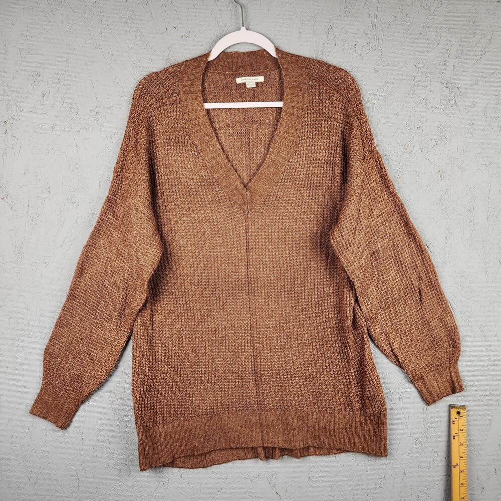 American Eagle Outfitters Sweater Womens XS Brown V Neck Pullover Balloon Sleeve